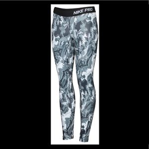 Nike Girl's Hyperwarm Tights Black Print . Sz L
